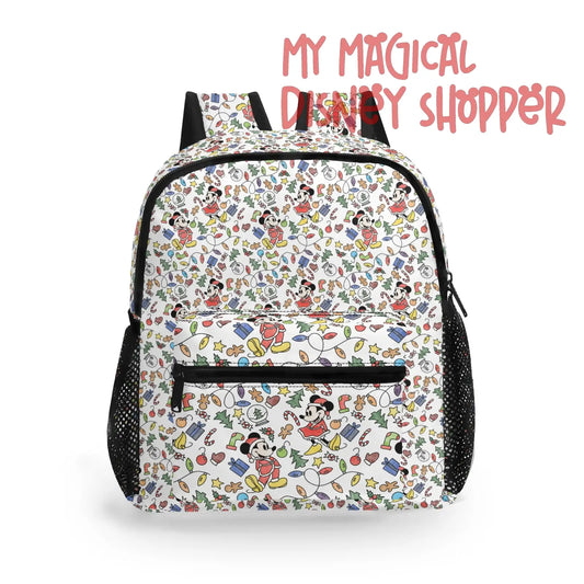 Very Merry Christmas Party Mouse 11 Inch Cute All-Over-Print Mini Backpack