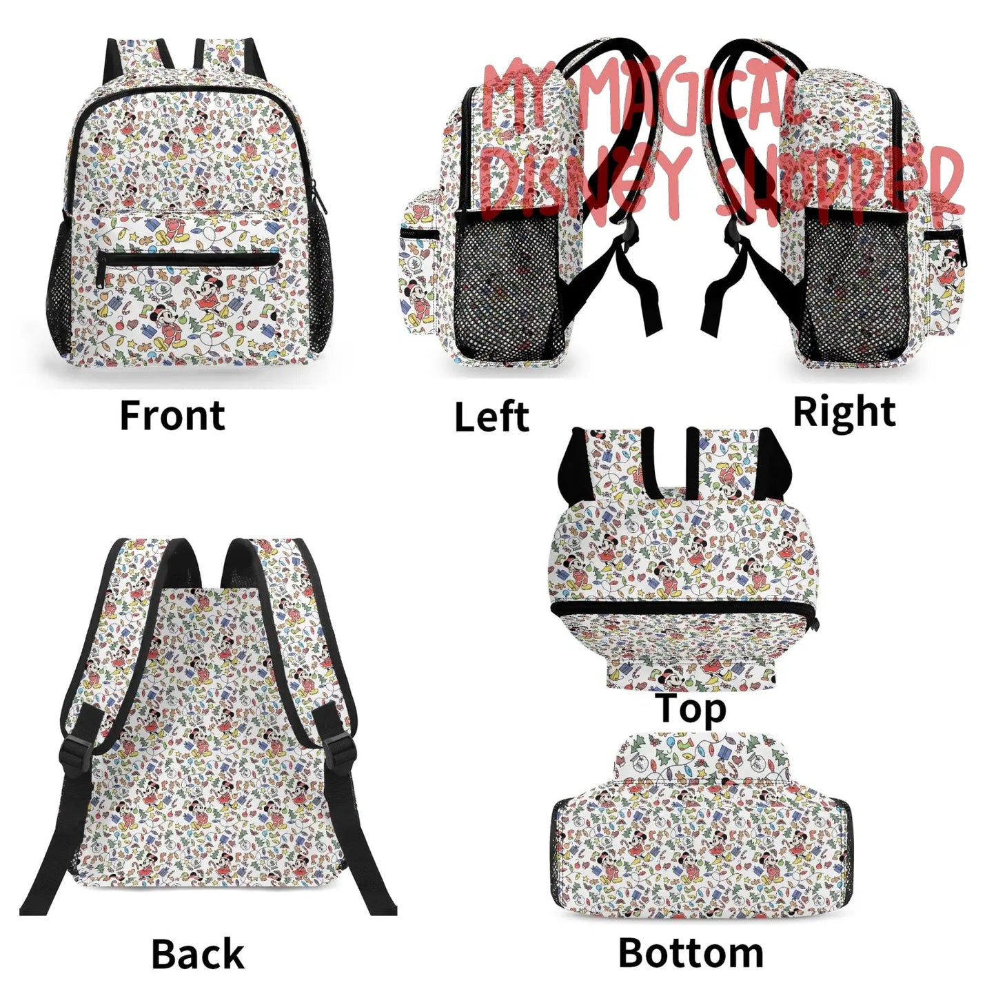 Very Merry Christmas Party Mouse 11 Inch Cute All-Over-Print Mini Backpack
