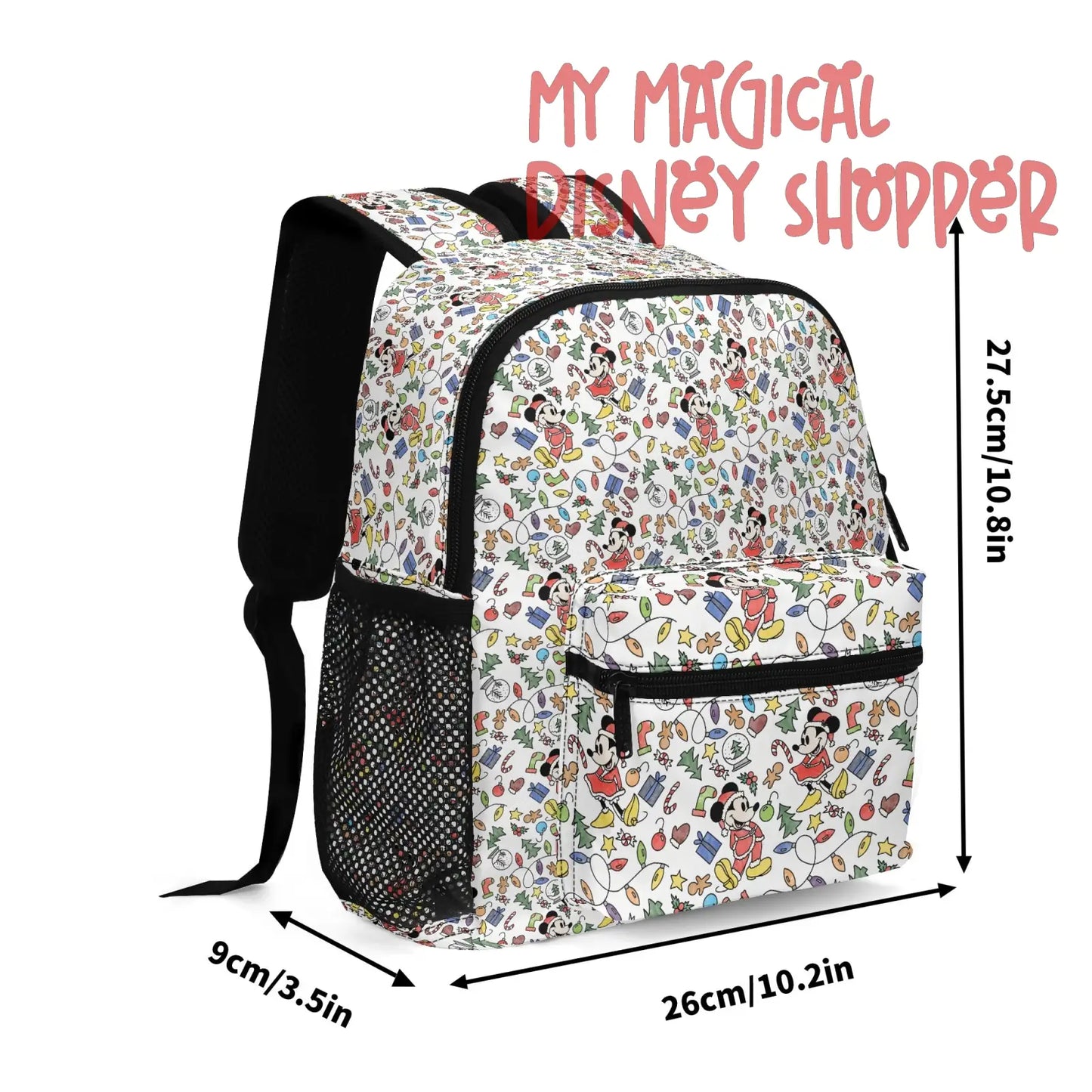 Very Merry Christmas Party Mouse 11 Inch Cute All-Over-Print Mini Backpack