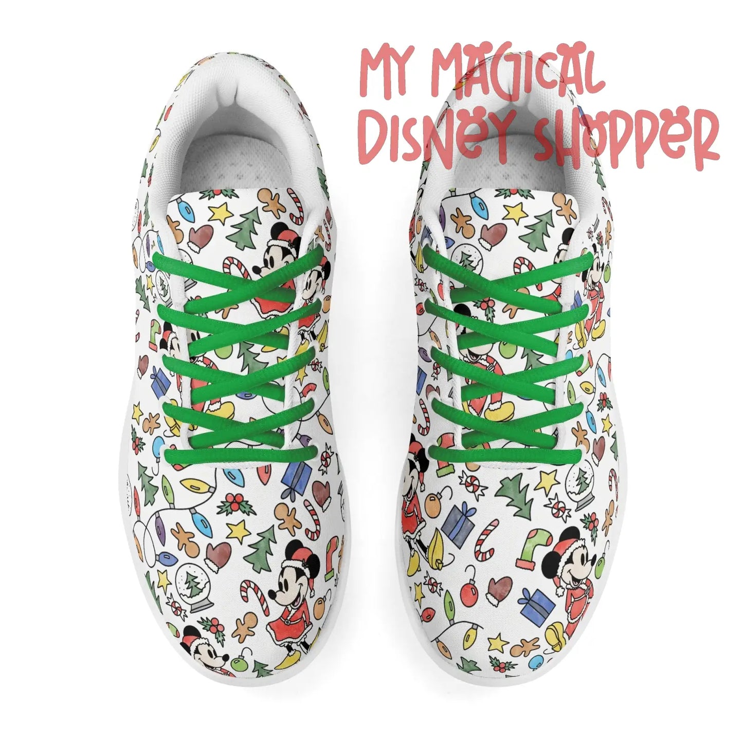 Very Merry Christmas Party Mouse Adults Soft EVA & Jersey Fleece Fabric for Flat Tennis Shoes Athletic Shoes