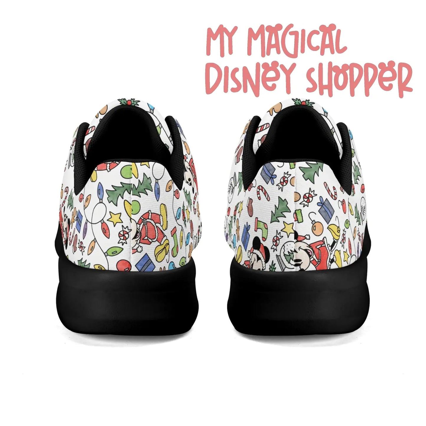 Very Merry Christmas Party Mouse Adults Soft EVA & Jersey Fleece Fabric for Flat Tennis Shoes Athletic Shoes