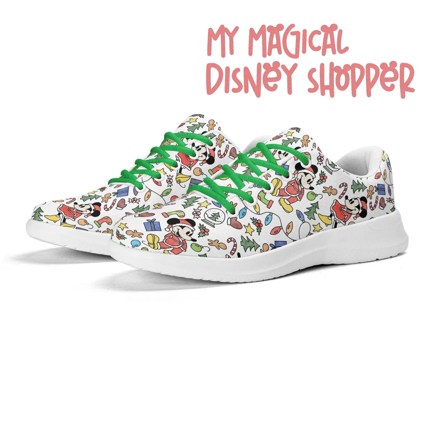 Very Merry Christmas Party Mouse Adults Soft EVA & Jersey Fleece Fabric for Flat Tennis Shoes Athletic Shoes