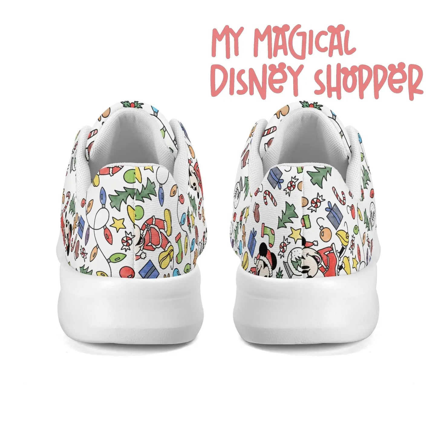 Very Merry Christmas Party Mouse Adults Soft EVA & Jersey Fleece Fabric for Flat Tennis Shoes Athletic Shoes