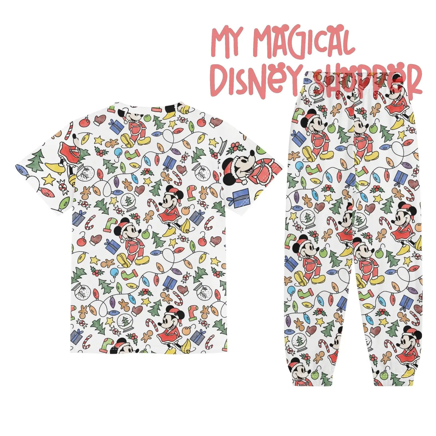 Very Merry Christmas Party Mouse Childrens Sleepwear Short Sleeve Shirt and Long Pants Set