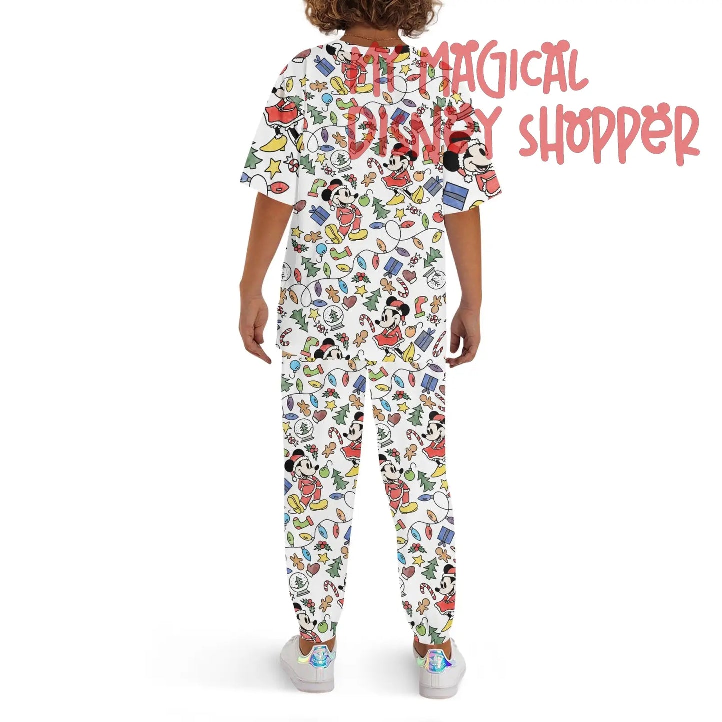 Very Merry Christmas Party Mouse Childrens Sleepwear Short Sleeve Shirt and Long Pants Set