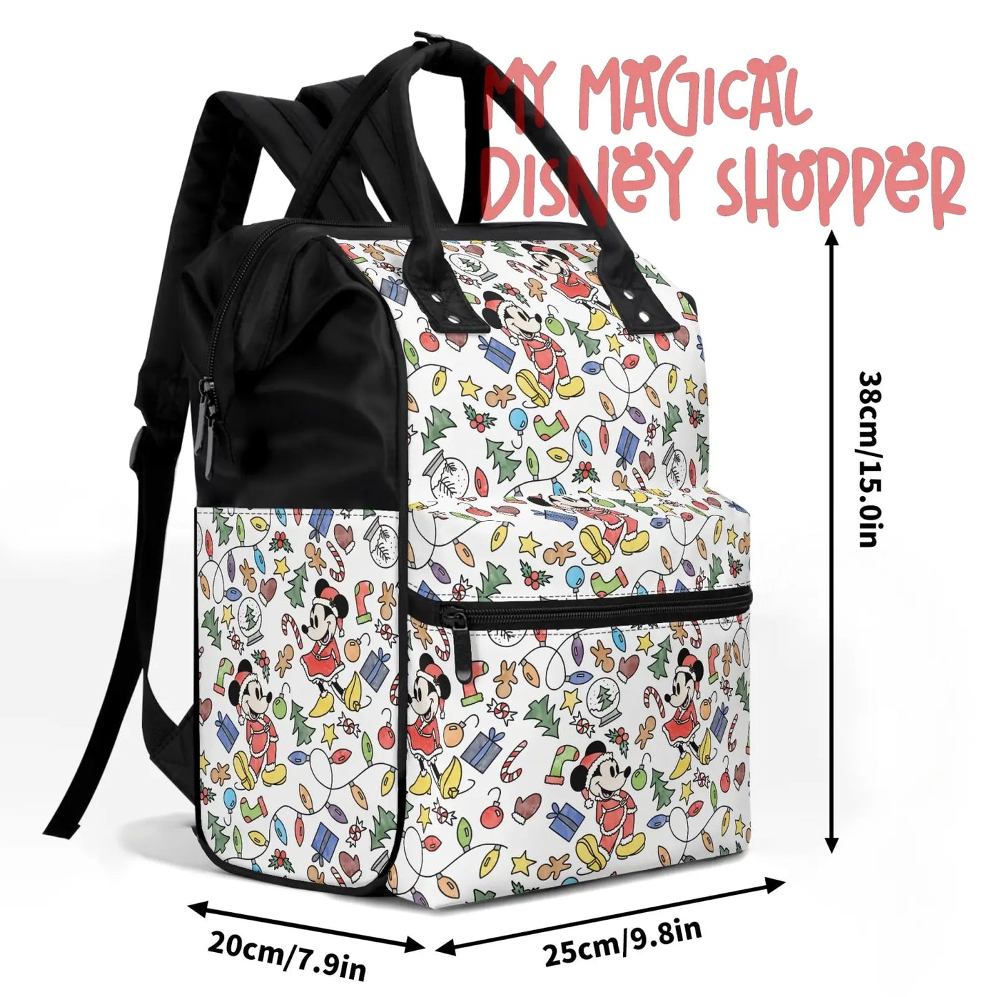 Very Merry Christmas Party Mouse Diaper and Nursing Backpack Bag