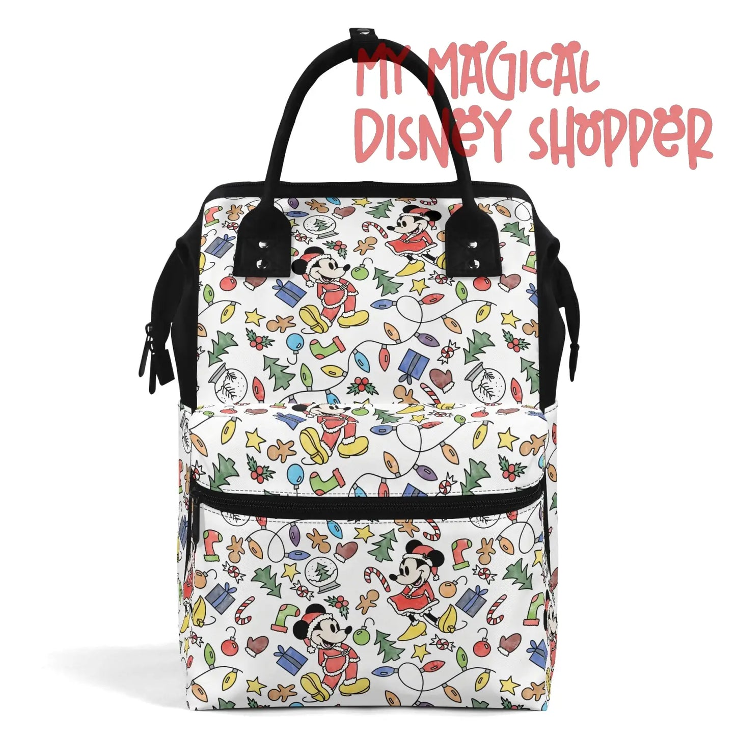 Very Merry Christmas Party Mouse Diaper and Nursing Backpack Bag