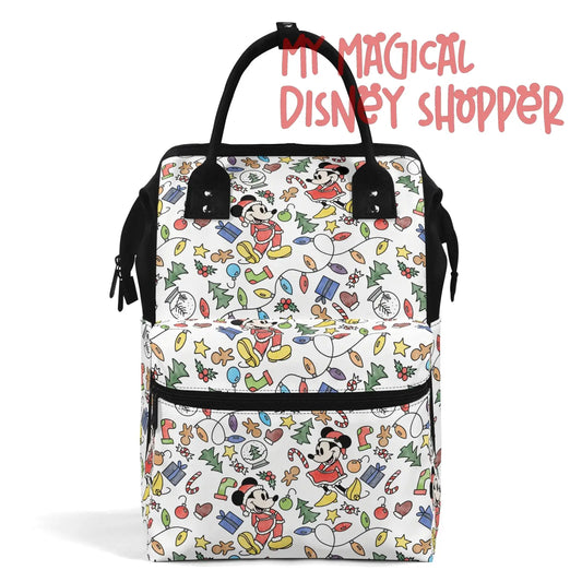 Very Merry Christmas Party Mouse Diaper and Nursing Backpack Bag