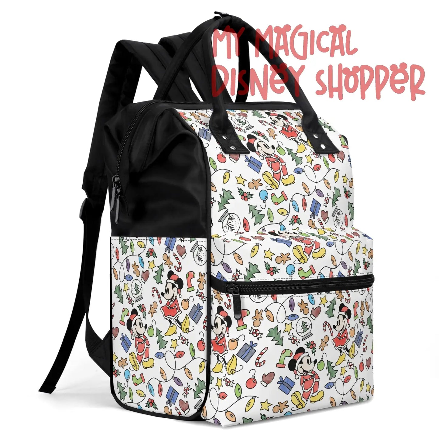 Very Merry Christmas Party Mouse Diaper and Nursing Backpack Bag