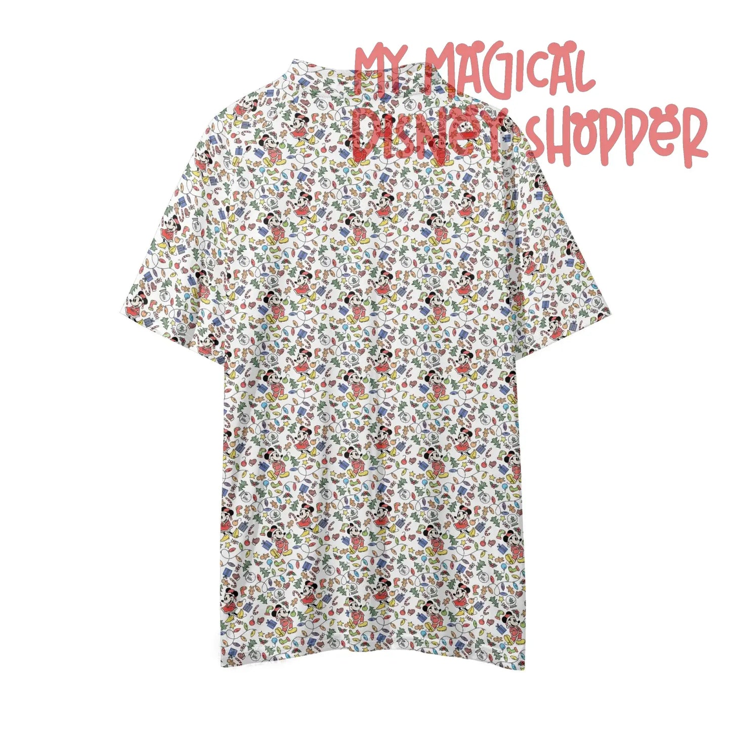 Very Merry Christmas Party Mouse  Mens Button Up Short Sleeve Golf Casual Business Polo Shirts