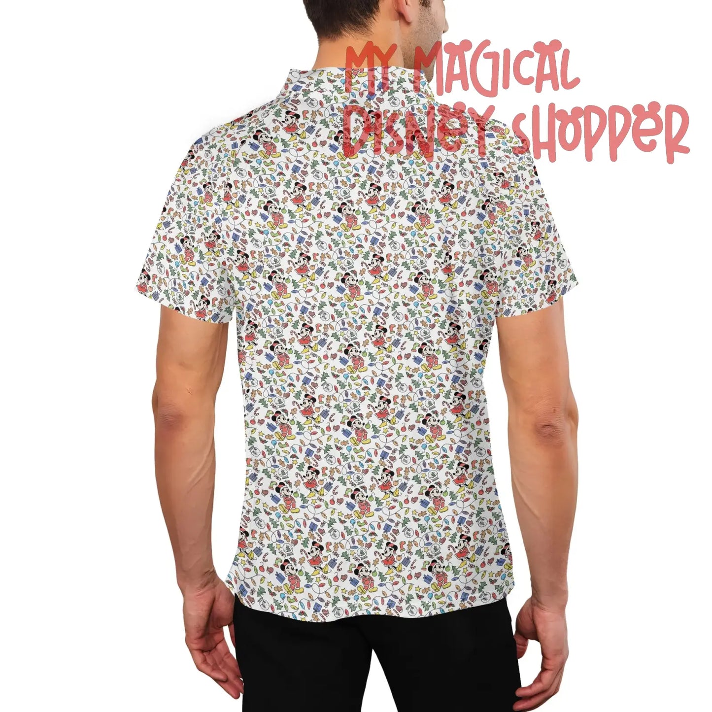 Very Merry Christmas Party Mouse  Mens Button Up Short Sleeve Golf Casual Business Polo Shirts