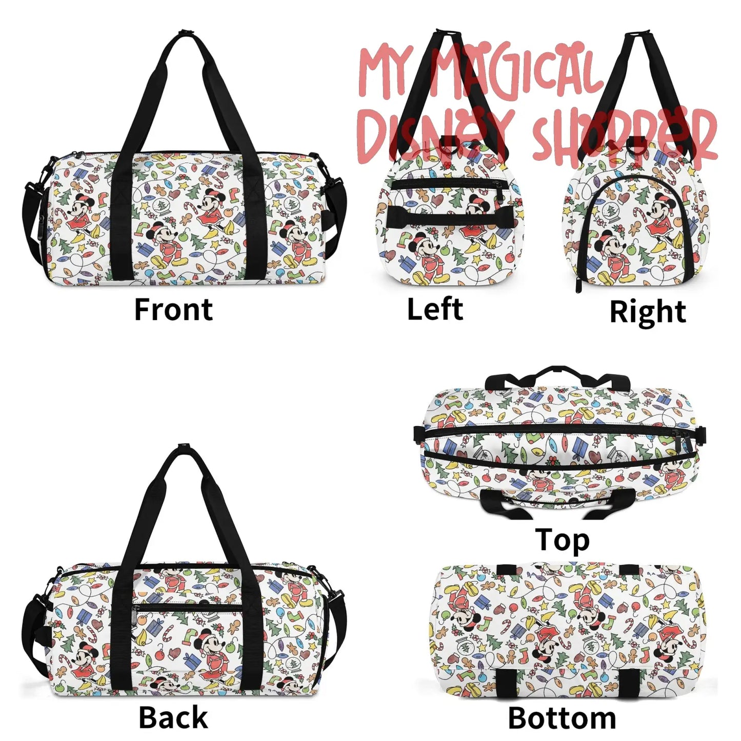 Very Merry Christmas Party Mouse Sports Luggage Bag Gym Duffle Bag
