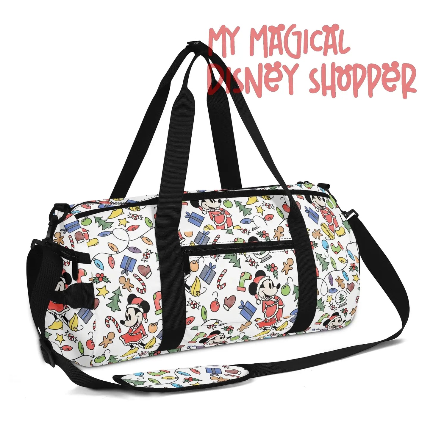 Very Merry Christmas Party Mouse Sports Luggage Bag Gym Duffle Bag