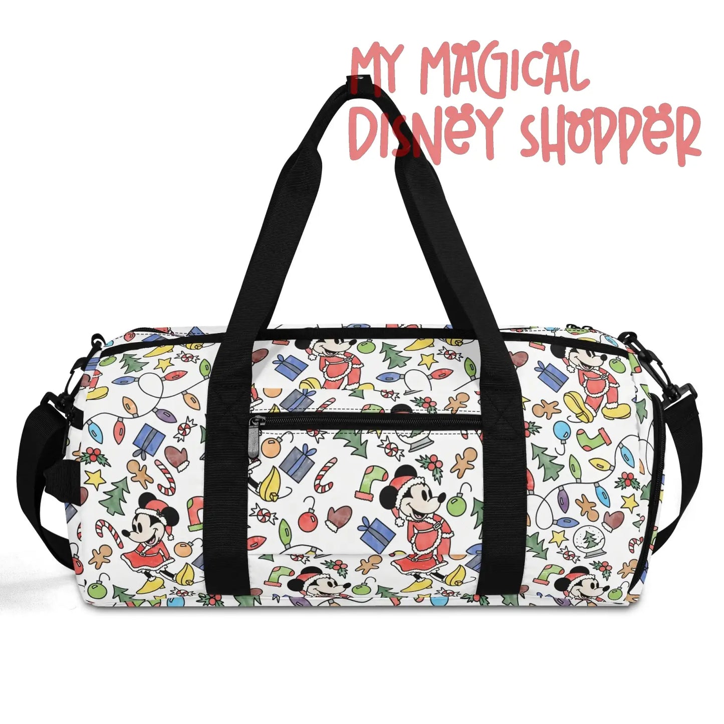 Very Merry Christmas Party Mouse Sports Luggage Bag Gym Duffle Bag