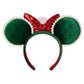 Green Minnie Mouse Christmas Ear Headband with Pom and Sequin Bow