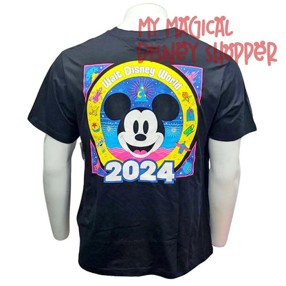 Walt Disney World 2024 Mickey Mouse Neon Logo Adult Shirt - Size Small