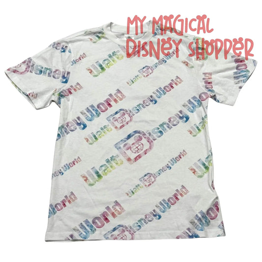 Walt Disney World Women's White Pastel Watercolor Shirt - Unisex Size Medium