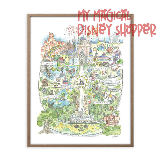 WDW: Florida Watercolor Map Art Print