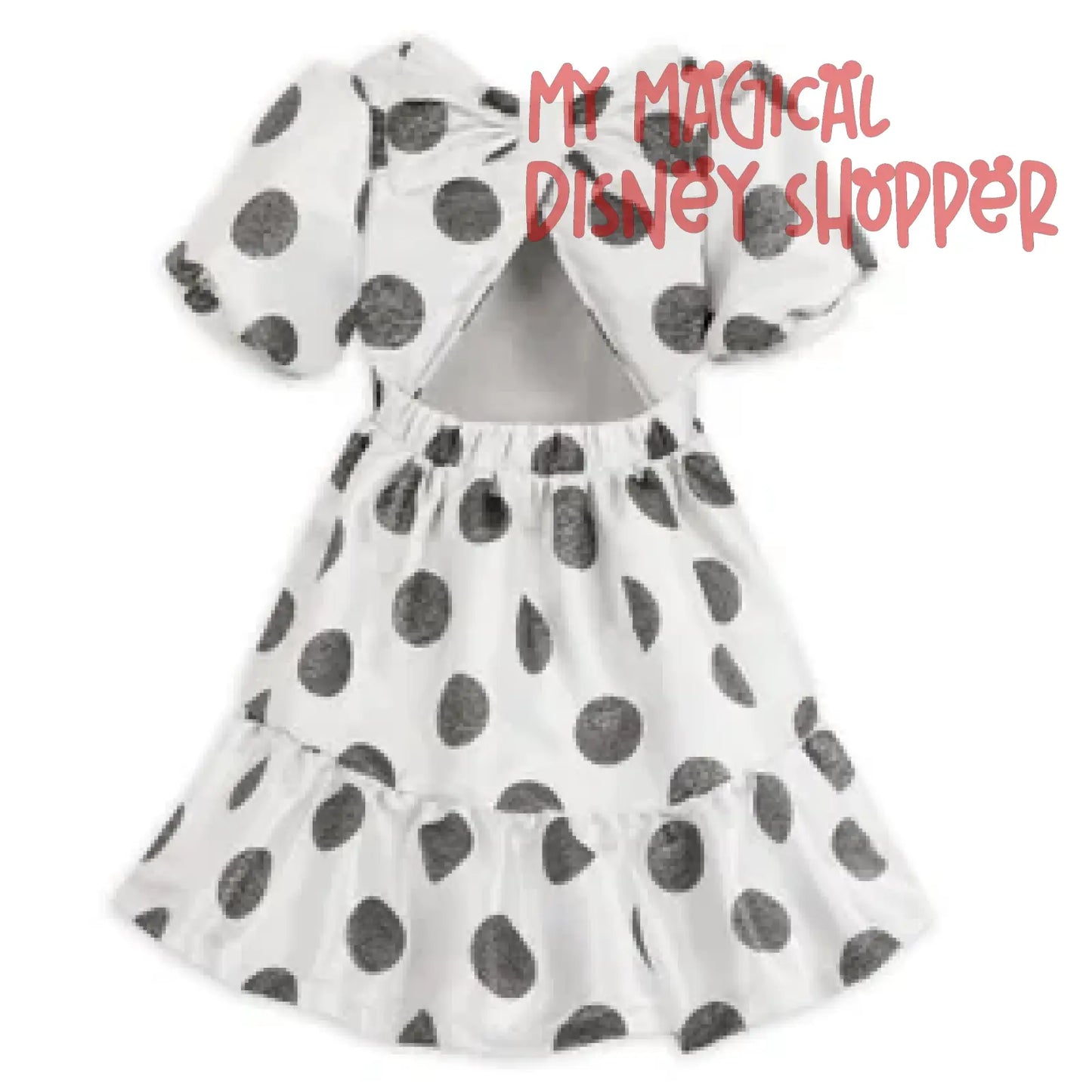 White and Black Mickey Mouse Polka Dot Dress for Kids