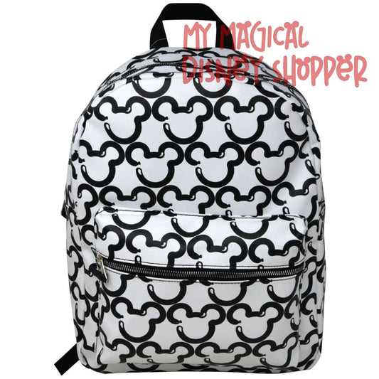 White Mickey Mouse 16" Faux Leather Deluxe Backpack