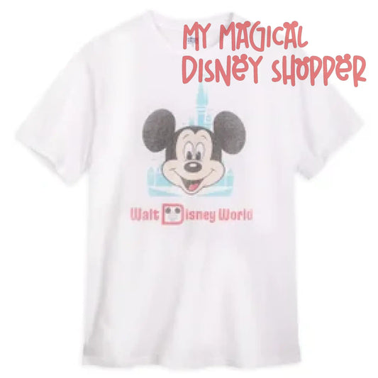White Mickey Mouse Face Retro T-Shirt for Adults -Walt Disney World 50th Anniversary