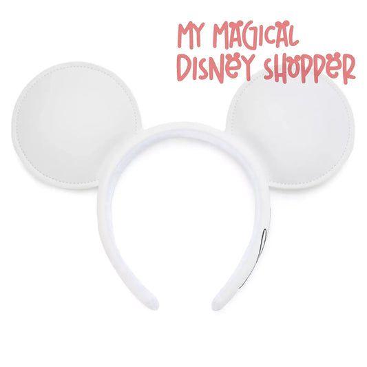 White Plain Mickey Mouse Simulated Leather Ear Headband