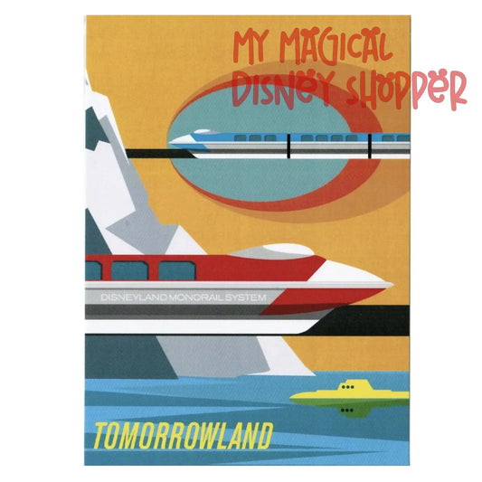 WonderGround Gallery Monorail System Disney Postcard – Artwork by Michael Murphy 🚝✨🏰