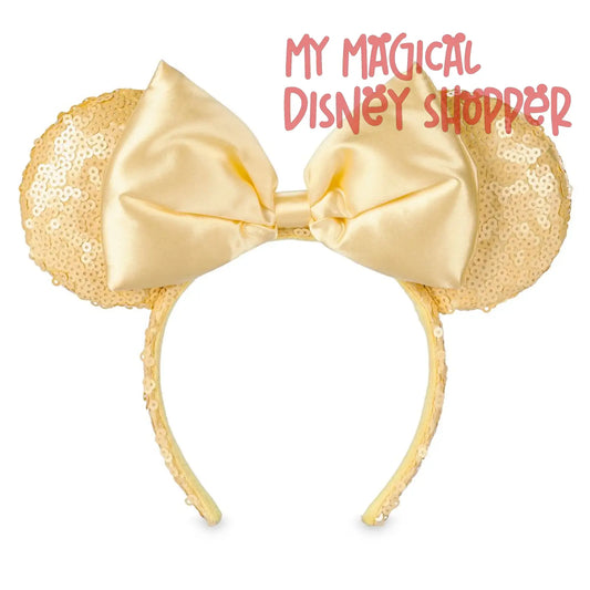 Yellow Sequins Minnie Mouse Ears Headband with Bow