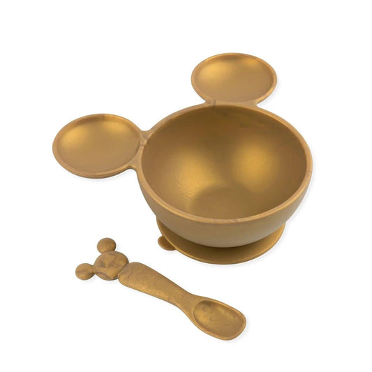 Mickey Mouse Gold Silicone First Feeding Set