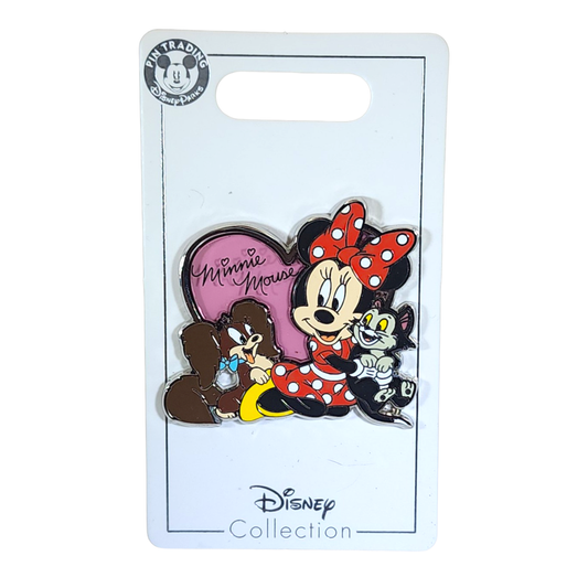 Minnie Mouse, Figaro and Fifi Heart Pin