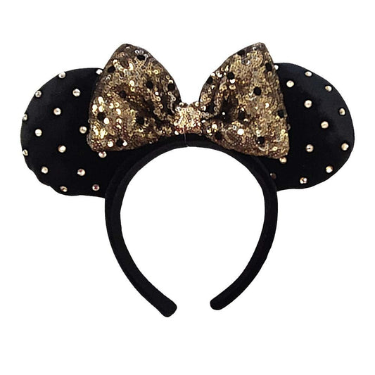 Black And Gold Bling Disney Minnie Ears Headband
