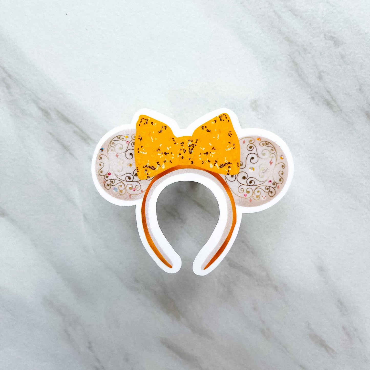 Gold and White 50th Anniversary Mouse Ear Sticker