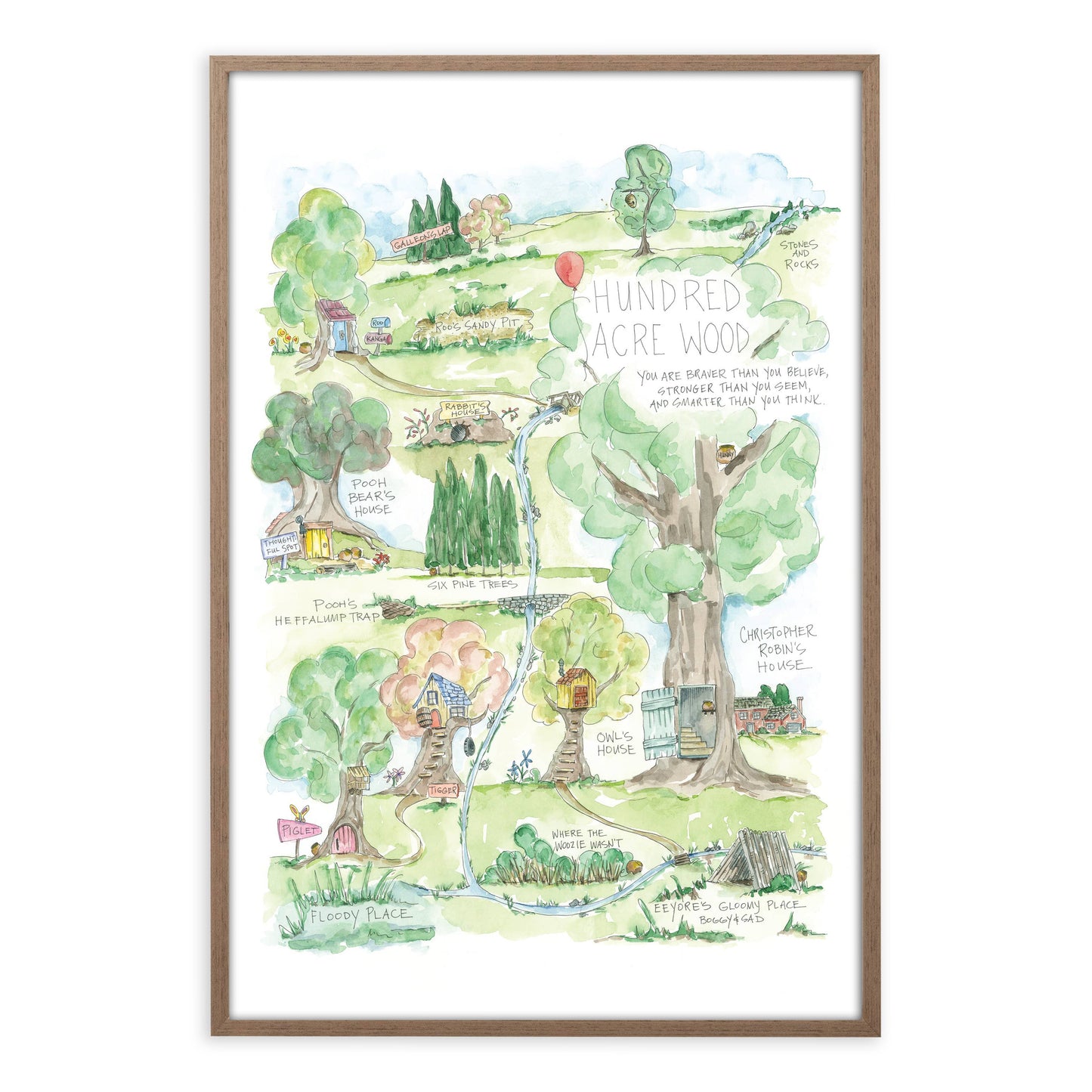 Pooh’s Hundred Acre Wood Watercolor Story Map Print