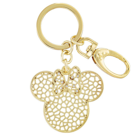 Minnie Mouse Webbed Icon Gold Disney Keychain