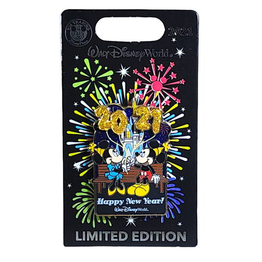 2021 Mickey Minnie Castle Fireworks Happy New Year Pin
