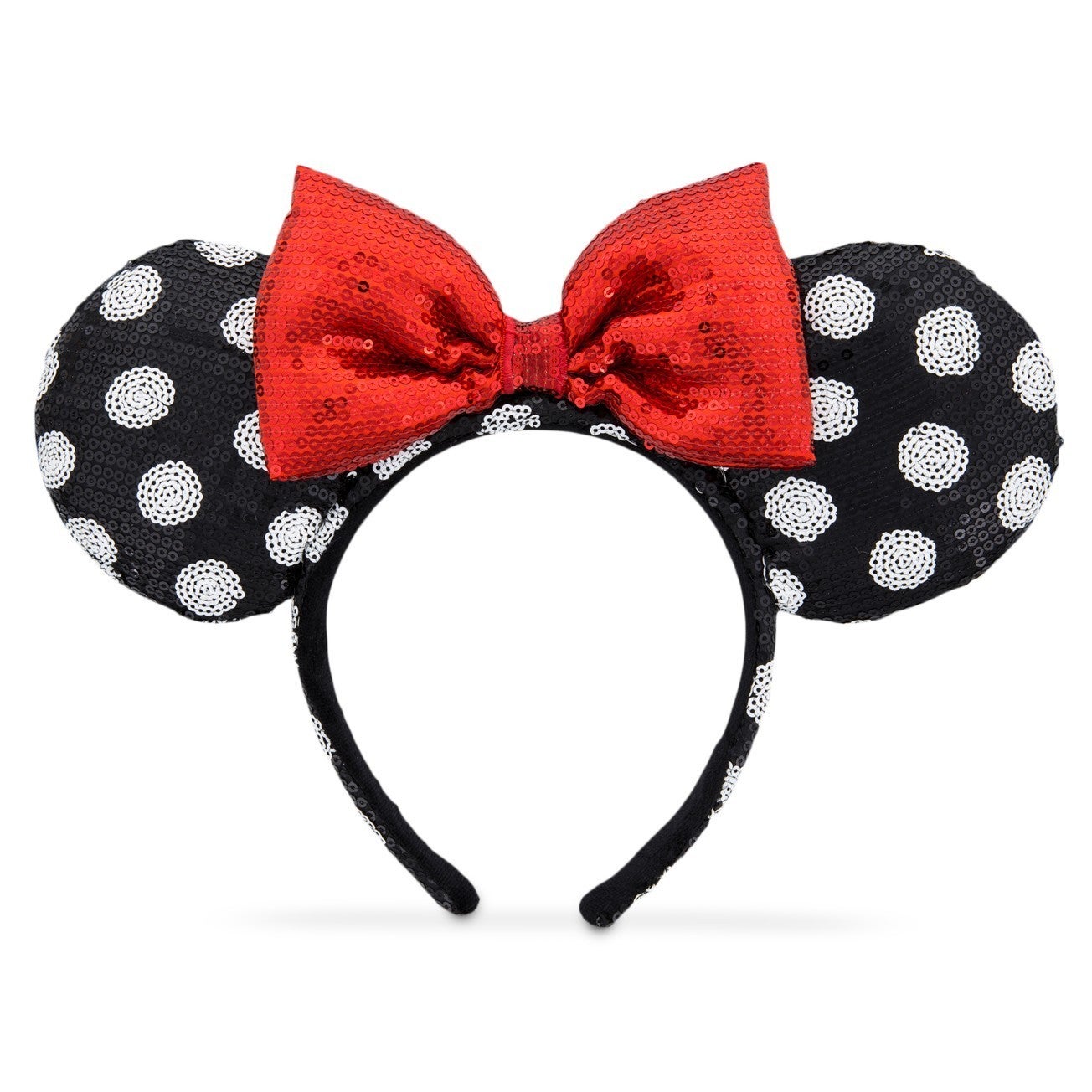 Black and White Red Bow Polka Dot Minnie Mouse Ear Headband
