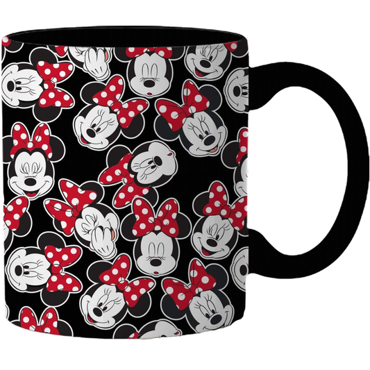 Minnie Mouse Face Pattern Ceramic Mug - 14 oz