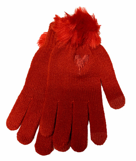 Minnie Mouse Pom Poms Red Disney Knit Gloves