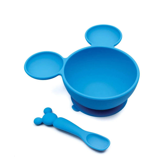 Mickey Mouse Blue Silicone First Feeding Set